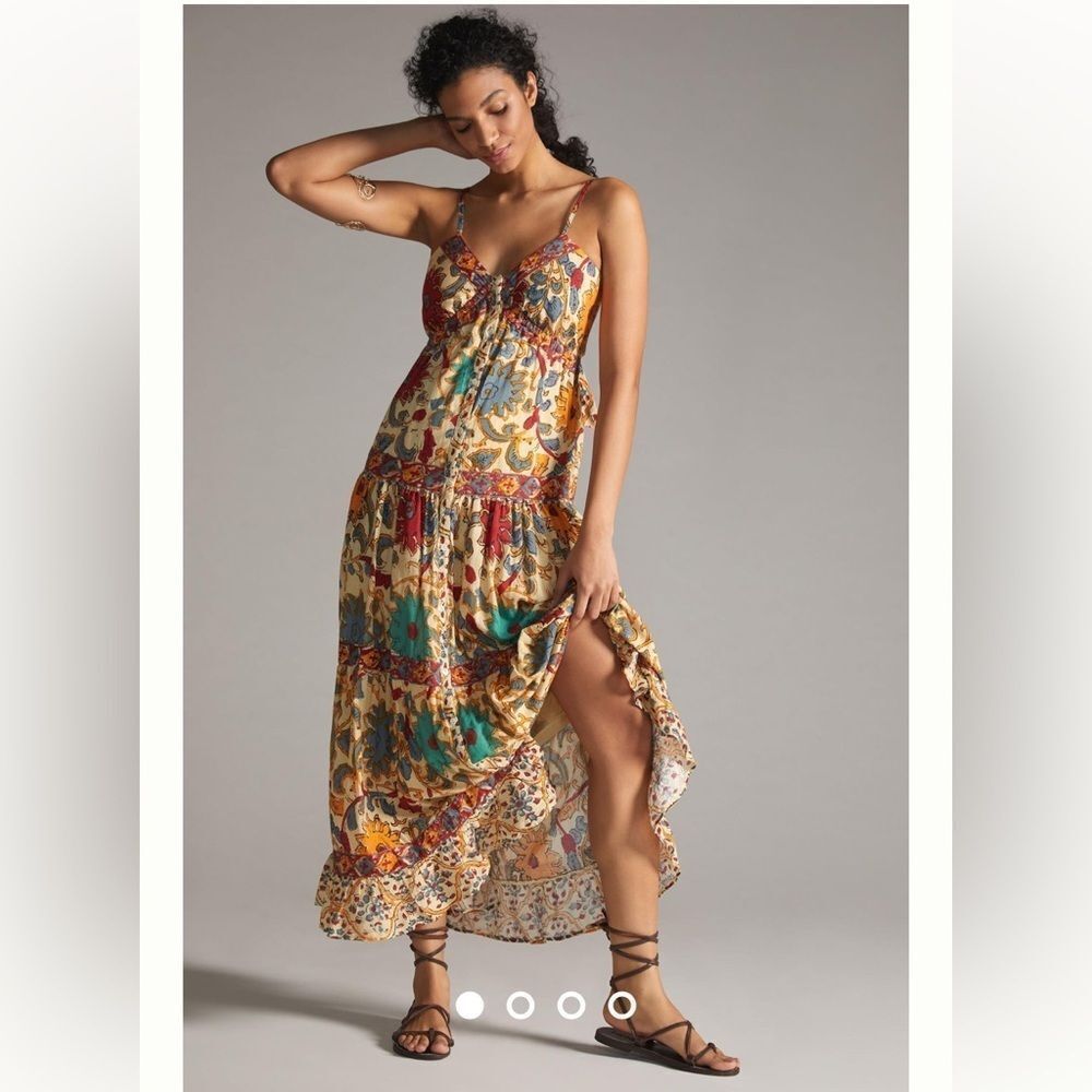 Love the Label size Medium by Anthropologie Floral Border Print Maxi Dress
